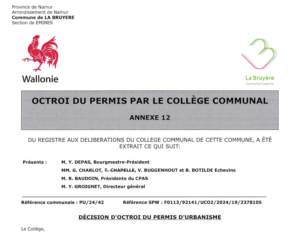 Capture d’écran Octroi permis d’urbanisme